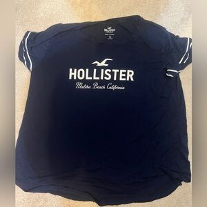 hollister navy blue relaxed fit womens large t shirt